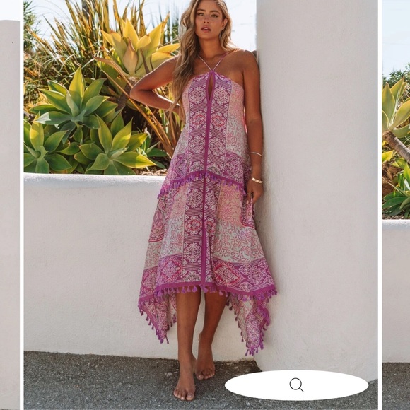 Vici Dresses & Skirts - Vici FLORALINA COTTON TASSEL SCARF DRESS